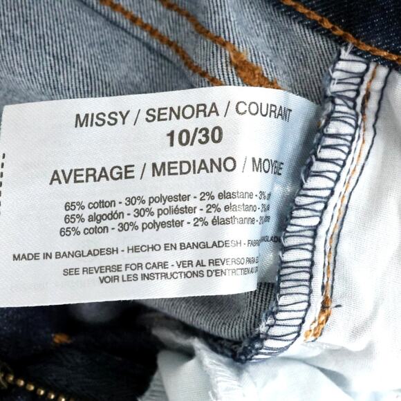 Chaps Jeans Womens 10 Blue Cotton Stretch Denim Mid Rise Crop Kick Flare 30W New - Picture 12 of 14